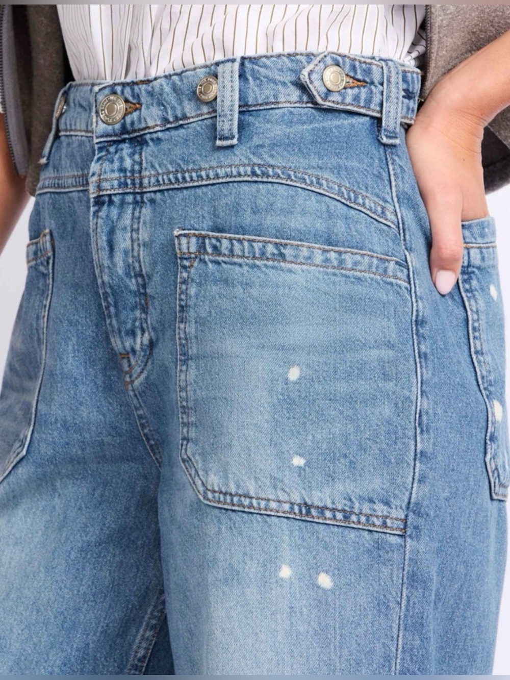 Free People We The Free Palmer Cuffed Wide Leg Jeans in 100 Years Wash 28 - Picture 5 of 15